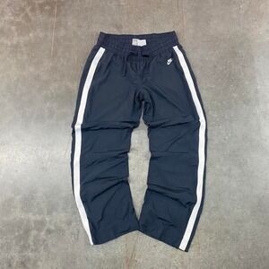 Nike Navy Track Pants White Side Stripe Y2K Sportswear Kids Size L (12-14)